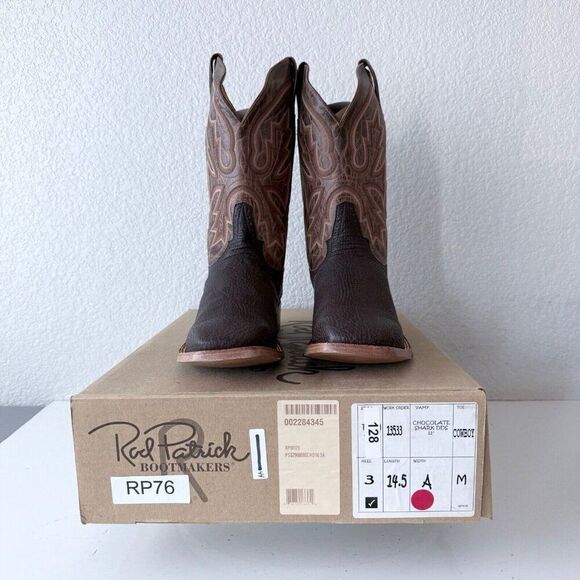 NEW Rod Patrick Mens Cowboy Boots Size 14.5A Brown Shark Western Square Toe $495 - Picture 11 of 12